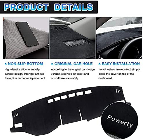 Powerty Compatible with Dashboard Cover Toyota RAV4 2023 2022 2021 2020 2019 Dash Cover Carpet Sunshield Protector Black Without HUD(Head-up Display)