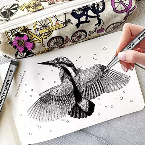 MUJINHUA Precision Micro-Line Pens, Set of 9 Black Micro-Pen Fineliner Ink Pens, Waterproof Archival Ink, Multiliner, Calligraphy, Sketching, Anime, Illustration, Technical Drawing, Office Documents
