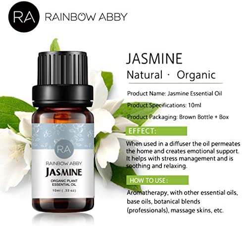 Rose Jasmine Essential Oil Set Aromatherapy 100% Pure Organic Oils for Diffuser, Massage, Skin- 2 x 10ml¡