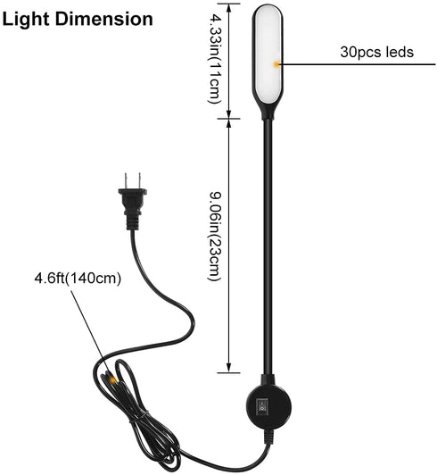 HengBo Sewing Machine Light, 6000K Daylight LED Work Lamp with Flexible Gooseneck Magnetic Mounting Base for Sewing Reading Workbench Lathe Drill Presses 3D Printer