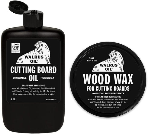 WALRUS OIL - Cutting Board Oil and Wood Wax Set. for Cutting Boards, Butcher Blocks, Wooden Spoons, and Bowls. 100% Food-Safe.