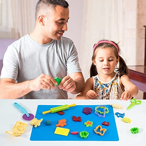 Kilpkonn Dough Tool Kit for Kids, 41Pcs Dough Accessories Molds, Shape, Scissors, Rolling Pin, Dough Mat with Storage Bag, Party Pack Playset for Toddlers Girls Boys