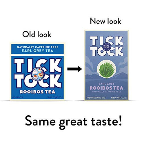 TICK TOCK TEAS Bags Earl Grey Rooibos Tea, 40 Count - Packaging May Vary