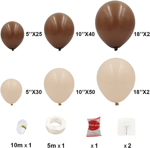Safari Birthday Party Supplies Retro Coffee And Apricot Balloon Arch Garland Kit-149pcs Retro Coffee Apricot Balloons For Safari Baby&Bridal Shower, Birthday Party, Wedding, Grad, Anniversary Party