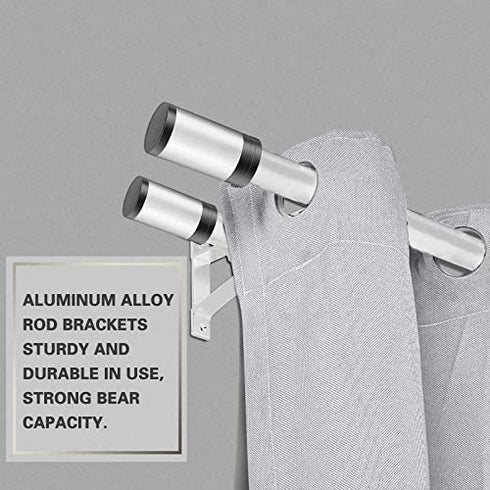 Curtain Rod Holders, Curtain Rod Bracket Set of 4 Rod Brackets White Heavy Duty Single Drapery Rod Holder With Screws, Curtain Holders Hooks For Wall Curtain Brackets For 1-1.2 Inch Curtain Rod