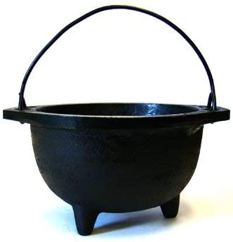 Cast Iron Cauldron w/handle, ideal for smudging, incense burning, ritual purpose, decoration, candle holder, etc. (6"Diameter handle to handle, Inside Diameter 4 1/8")