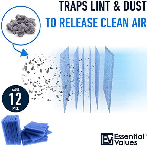 12 Pack Dryer Filter Replacement - Compatible with Better Vent Indoor Dryer Vent (60 Dryer Loads Total)
