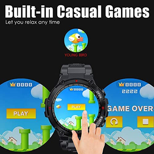 Smart Watch for Men Call (Make/Answer) Outdoor 1.3" HD Full Touch Screen Fitness Tracker Watch Compatible with iPhone Samsung Android Phone Military Sports Smartwatch with Heart Rate Sleep Monitor