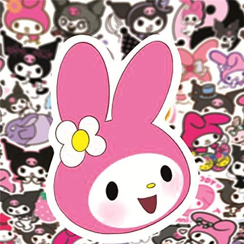 Kuromi and My Melody Stickers Pack| 50pcs Cute My Melody Kuromi Sanrio Stickers for Laptop Water Bottle Travel Case Phone Skateboard - Vinyl Waterproof Kawaii Stickers for Kids Adults Teens Girls