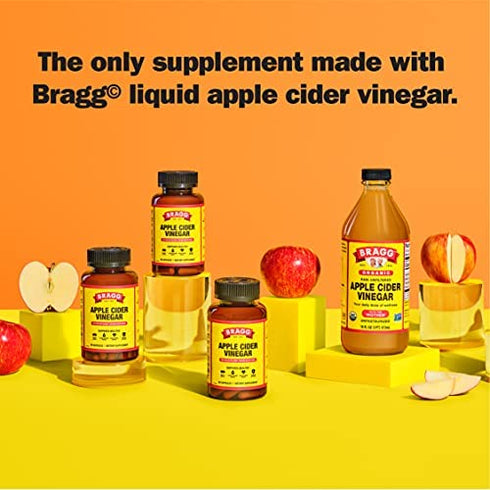 Bragg Apple Cider Vinegar Capsules - Vitamin D3 & Zinc - 750mg of Acetic Acid – Immune & Weight Management Support - Non-GMO, Vegan, Gluten Free, No Sugar (1)