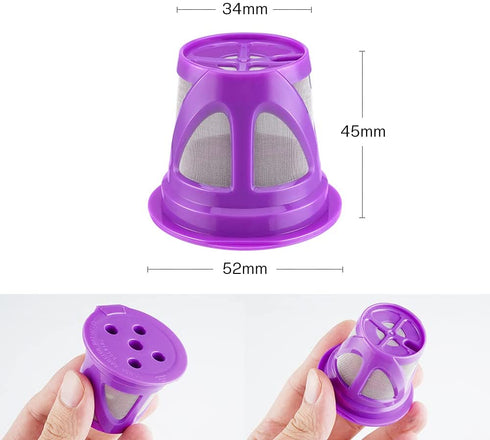 Reusable K Coffee Filter Compatible with K-Cup Keurig Supreme and K Supreme Plus Coffee Brewers, BENFUCHEN Refillable Filters Coffee Capsule Cups Bonus 20 Pcs Coffee Paper Filters, 3 Black 3 Purple,