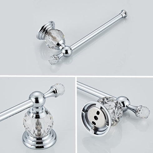 WOLIBEER Chrome Toilet Paper Holder Hand Towel Ring Towel Holder Crystal Bathroom Accessories Polished Wall Mounted 2 Pieces