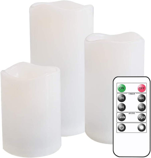 Eldnacele Flameless Flickering Waterproof Outdoor Candles with 10-Key Remote, All Weather Battery Operated LED Pillar Candles, Heat Resistant Plastic Candles Indoor Outdoor Lanterns D3"xH4" 5" 6