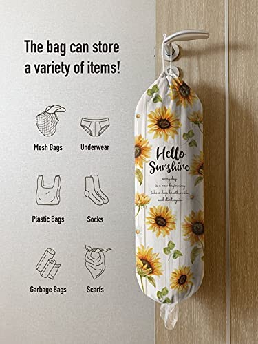 Hglian Grocery Plastic Bag Holder and Dispenser Wall Mount Plastic Bags Organizer?Garbage Shopping Trash bags Storage Carrier, Cute Sunflower Home Kitchen Decor,Gifts for Mom Wife Grandma
