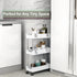 Slim Storage Cart, 3 Tier Mobile Shelving Unit Organizer, Slide Out Rolling Utility Cart Shelf Rack for Kitchen Bathroom Laundry Room Narrow Places, Plastic & Stainless Steel, White