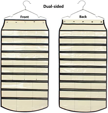 BB Brotrade Hanging Jewelry Organizer,Accessories Organizer,74 Pocket Organizer for Holding Jewelries (Beige-74 Pocket)