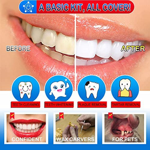 Dental Tools, Plaque Remover for Teeth, Professional Dental Hygiene Cleaning Kit, Stainless Steel Tooth Scraper Plaque Tartar Remover Cleaner, Dental Pick Scaler Oral Care Tools Set - with Case