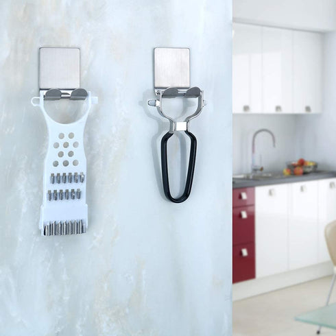 Razor Holder for Shower, Shaver Holder Hanger Wall Adhesive Shower Hooks Stand Stainless Steel Utility Hook Bathroom Kitchen Organizer-4 Packs