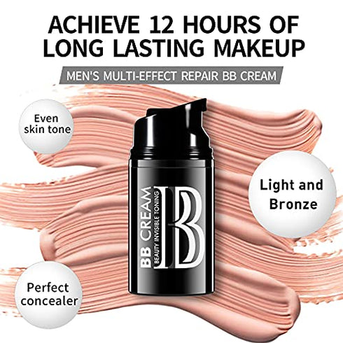 immetee BB Cream for Men, Tinted Moisturizer for Face, Concealer for Dark Circles & Spots, Mens Skincare and Evens Skin Tone Sunscreen PA++ 12 hours Lasting?Bronze?