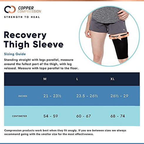 Copper Compression Hamstring Support Sleeve - Copper Infused Anti Slip Thigh Support for Sore Hamstring, Groin, Quad, Muscle Sprains, Tendinitis, Workouts, Sciatica Pain & Sports Recovery. Fit for Men & Women - XL
