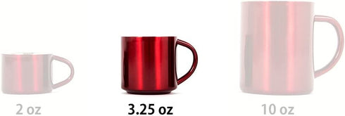 Red Stainless Steel Double Wall Espresso Cups, XL, Set of 4
