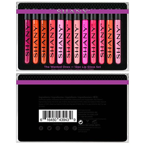 SHANY The Wanted Ones - 12 Piece Lip Gloss Set with Aloe Vera and Vitamin E