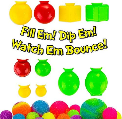 Creative Kids DIY Magic Bouncy Balls - Create Your Own Crystal Powder Balls Craft Kit for Kids - Includes 25 Bags of Multicolored Crystal Powder & 5 Molds - Makes Up to 43 Balls