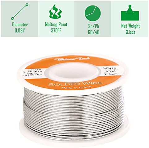 Whizzotech Solder Wire 60/40 with Flux Rosin Core for Electrical Soldering 4oz/100g/0.22lb Diameter 0.032 Inch/0.8mm