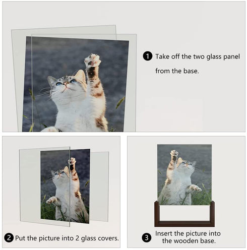 RLAVBL 8x10 Picture Frame Set of 2, Rustic Glass Photo Frames with Base for Tabletop Display