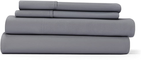 Linen Market Ultra Soft Easy Care Microfiber 16" Deep Pocket Basic 4 Piece Bed Sheet Set with Pillowcases, Gray, King