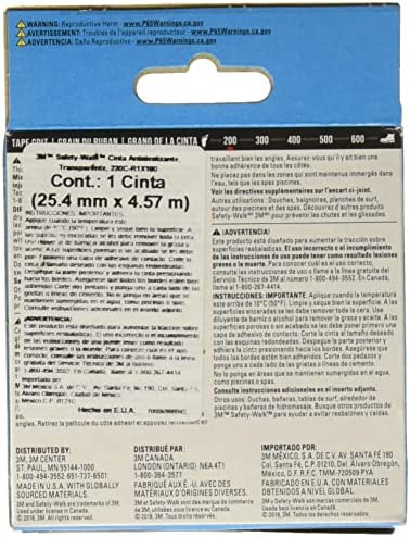 3M Safety-Walk Tub and Shower Tread, Clear, 1-Inch by 180-Inch Roll, 7640NA