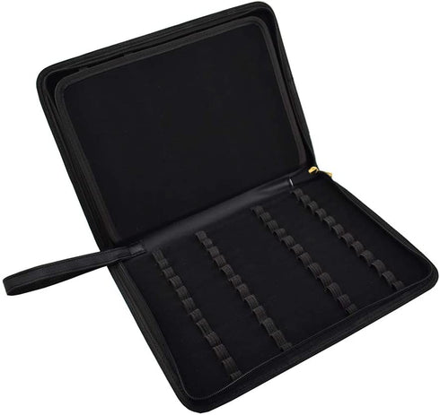 48 Fountain Pen Case PU Leather, Rollerball Pen Display Holder Bag, Pouch Large Capacity for your Collection - Black