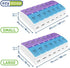 EZY DOSE Weekly (7-Day) AM/PM Pill Organizer, Vitamin and Medicine Box, Large Pop-out Compartments, 2 Times a Day, Blue and Purple Lids