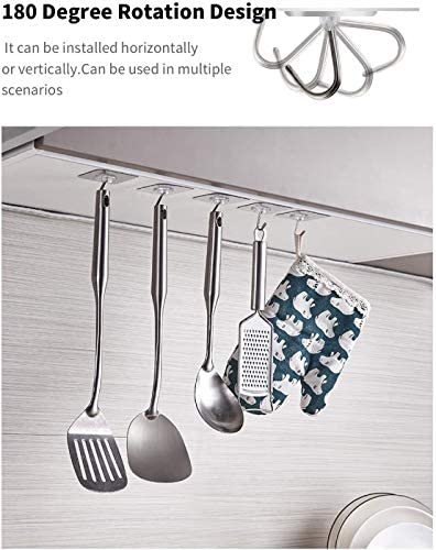 Adhesive Hooks Utility Hooks 44 lb/ 20 kg(Max), Heavy Duty Coat Hooks Waterproof and Oilproof Seamless Hooks, Reusable Wall Hook for Bathroom Kitchen