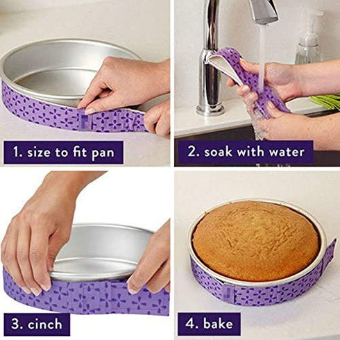 4-Piece Bake Even Strip,Cake Pan Strips,Super Absorbent Thick Cotton,Cake Strips for Baking