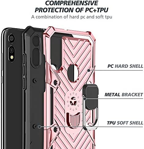 HNHYGETE for Moto E Phone Case, Motorola e Case, Shockproof Full Protection Mobile Phone Case, with Kickstand for Moto E (2020) (Rose Gold)