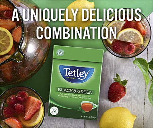 Tetley Tea Bags, Black and Green, 72 Count (Packaging may vary)