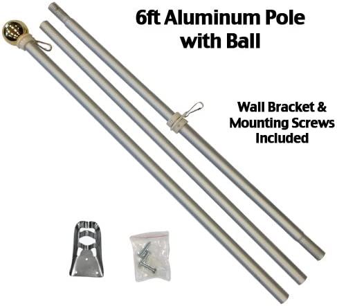 FlagsImp 6 Foot Aluminum Silver Pole with (Ball)