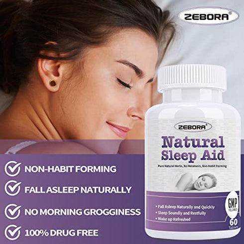 Sleep Aid, Natural Herb Sleeping Pill for Adults, Faster Absorption Dissolve Tablets Easy to Take, Maximum Strength Supplement, Helps Sleep Better & Wake Up Restored