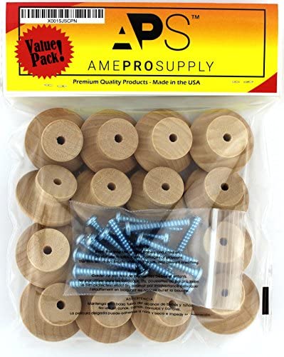 AmePro Supply Wood knobs for Cabinet Doors, Dresser Furniture Drawers, 1 1/2 inch Small Wooden Knob, Unfinished Craft, Folding Bifold Door Cabinets Drawer, Stain or Paint White (8)
