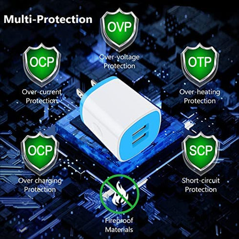 USB Charger Wall Plug, iPhone Charger Box,AndHot 5Pack Home Travel 2.1Amp Dual Port Fast Wall Charger Quick Charging Block Cube Brick for iPhone 14 13 12 11 Pro Max SE XR X 8 7 6,iPad,Samsung,Android