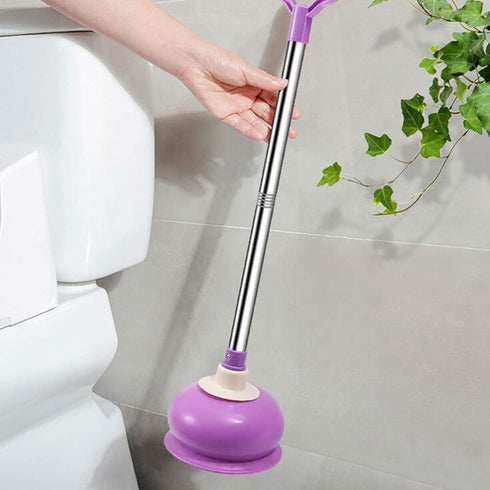 DOITOOL Toilet Plunger Toilet Bowl Cup Rubber Toilet Plunger with Long Handle Bathroom Toilet Bowl Plunger Cleaning Accessory Purple