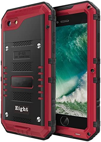 iPhone SE (2022) / SE (2020) / 8/7 Waterproof Case Heavy Duty with Built-in Screen Full Body Protective Shockproof Drop Proof Hybrid Hard Cover for iPhone SE (2022) / SE (2020) / 8/7 (Red)