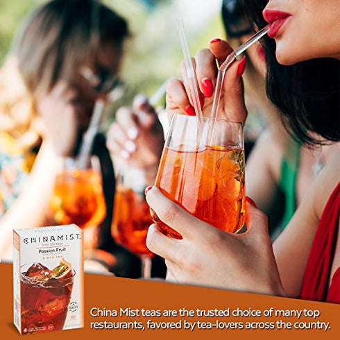 China Mist Iced Tea Passion Fruit Black Iced Tea Bags - Each Tea Bag Yields 1/2 Gallon,4 Count (Pack of 1)