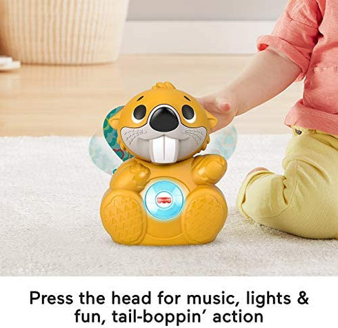 Fisher-Price Linkimals Boppin’ Beaver, Light-up Musical Activity Toy for Baby , Yellow