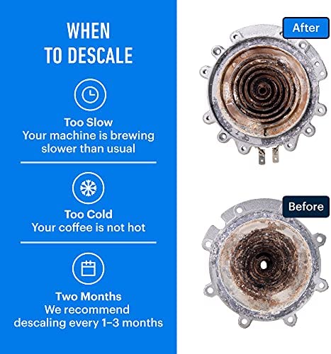 Keurig Compatible Descaling Solution & Keurig Cleaner (2 Uses) Works w/ Keurig Filter, Nespresso Descaling Kit, Breville, Coffee Pot Cleaner & Espresso Machines, Keurig Descaler / Keurig Accessories