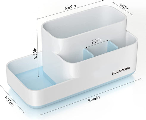 Toothbrush Holder, Bathroom Organizer Countertop, 5 Compartments Multifunctional Storage for Cosmetic, Makeup, Office Stationery Pencil , Toothpaste, Toothbrush, Suitable for Home, Office?Bule?