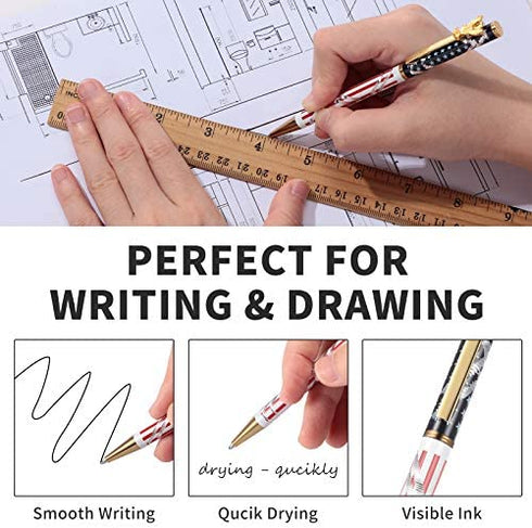 12 Pieces American Flag Pen Independence Day Ballpoint Pens Patriotic Writing Pens with Clip Black Ink Pens for 4th of July, Office Supplies, Souvenir, Present