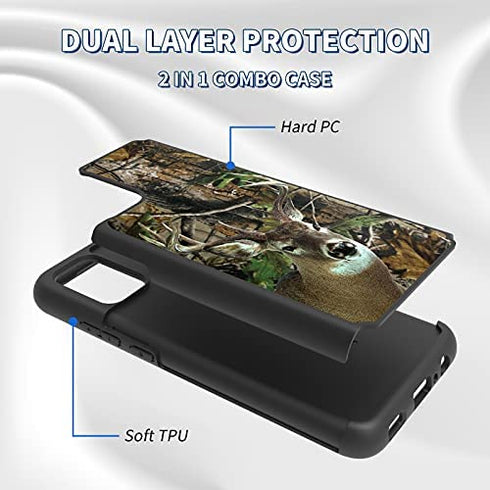 Galaxy A02s Case,for Samsung A02s Case 6.5 inch BFSEROBJ Dual Layer Hybrid Hard PC + Soft TPU Full Body Shockproof Protective Phone Case Cover for Samsung Galaxy A02S 2020 - Camo Forest Deer