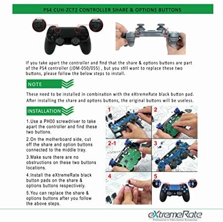eXtremeRate Scarlet Red Classical Symbols Custom Replacement Full Set Buttons for ps4 Slim Pro CUH-ZCT2 Controller - Compatible with ps4 DTFS LED Kit - Controller NOT Included